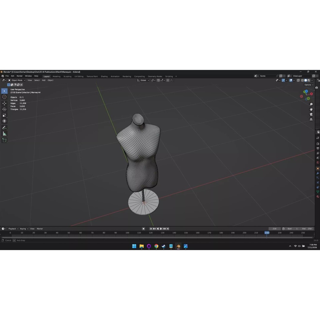 High Poly Mannequin 3D Model – Stylized Display Asset, FBX, OBJ - View 41