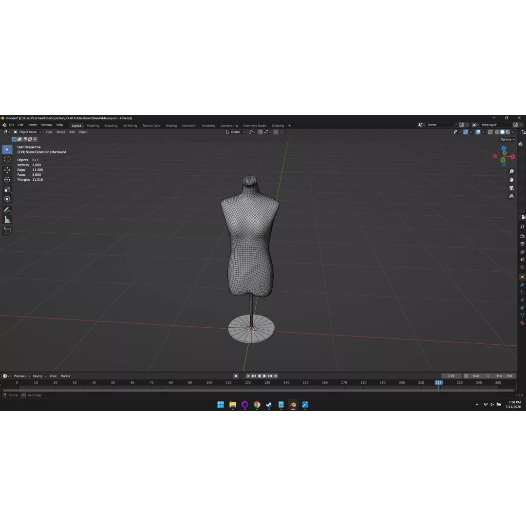 High Poly Mannequin 3D Model – Stylized Display Asset, FBX, OBJ - View 42