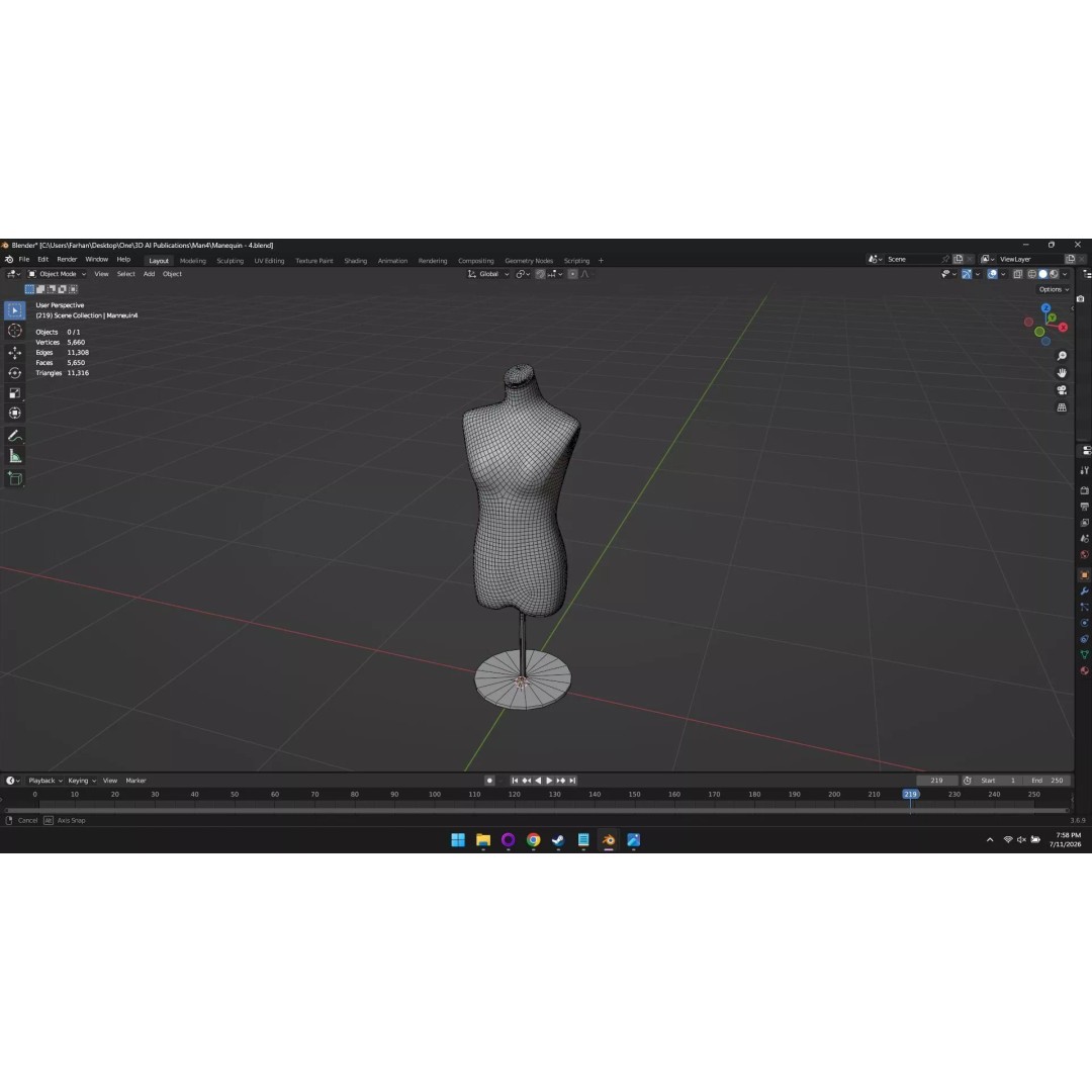 High Poly Mannequin 3D Model – Stylized Display Asset, FBX, OBJ - View 43
