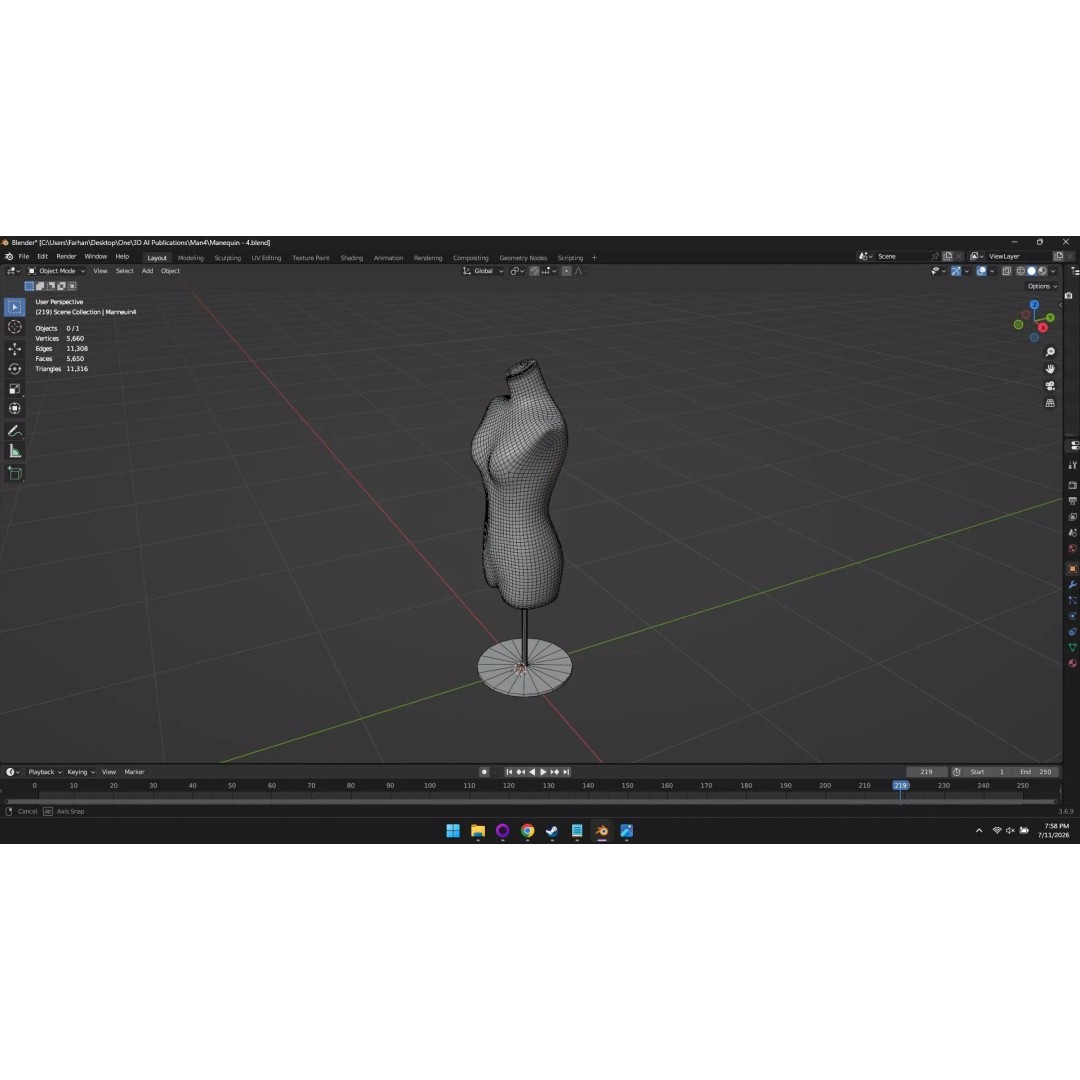 High Poly Mannequin 3D Model – Stylized Display Asset, FBX, OBJ - View 44