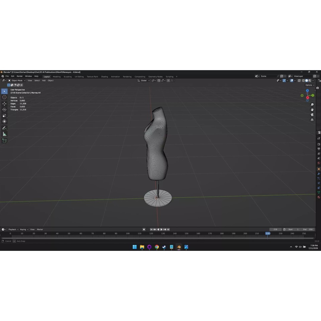 High Poly Mannequin 3D Model – Stylized Display Asset, FBX, OBJ - View 45