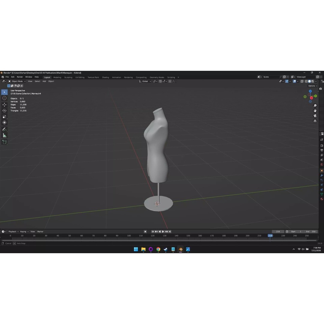 High Poly Mannequin 3D Model – Stylized Display Asset, FBX, OBJ - View 49