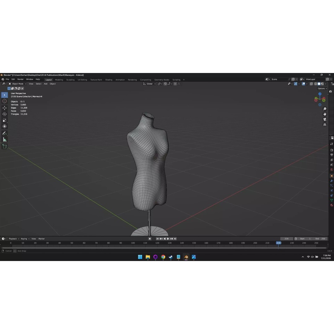 High Poly Mannequin 3D Model – Stylized Display Asset, FBX, OBJ - View 5