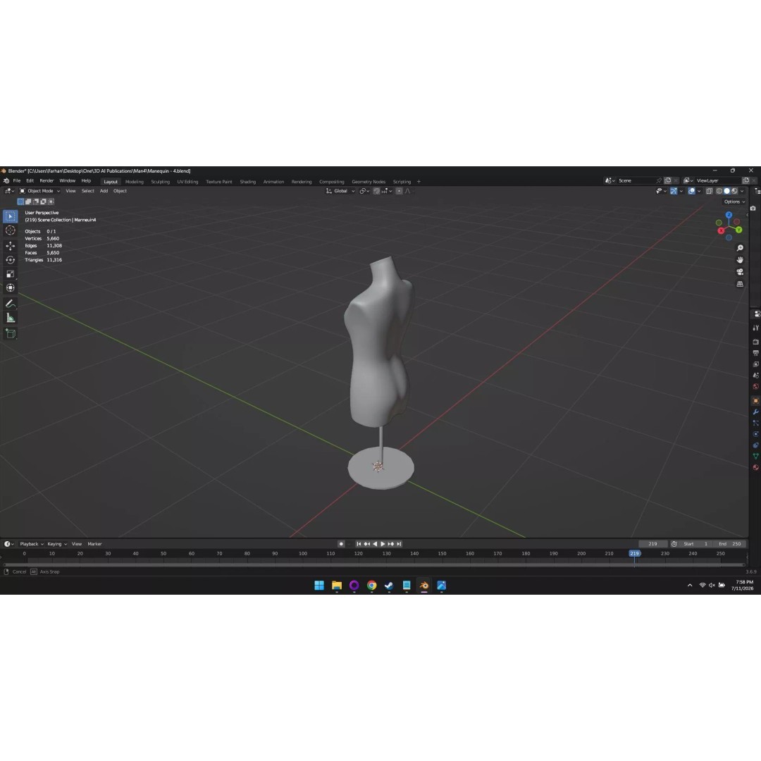 High Poly Mannequin 3D Model – Stylized Display Asset, FBX, OBJ - View 52