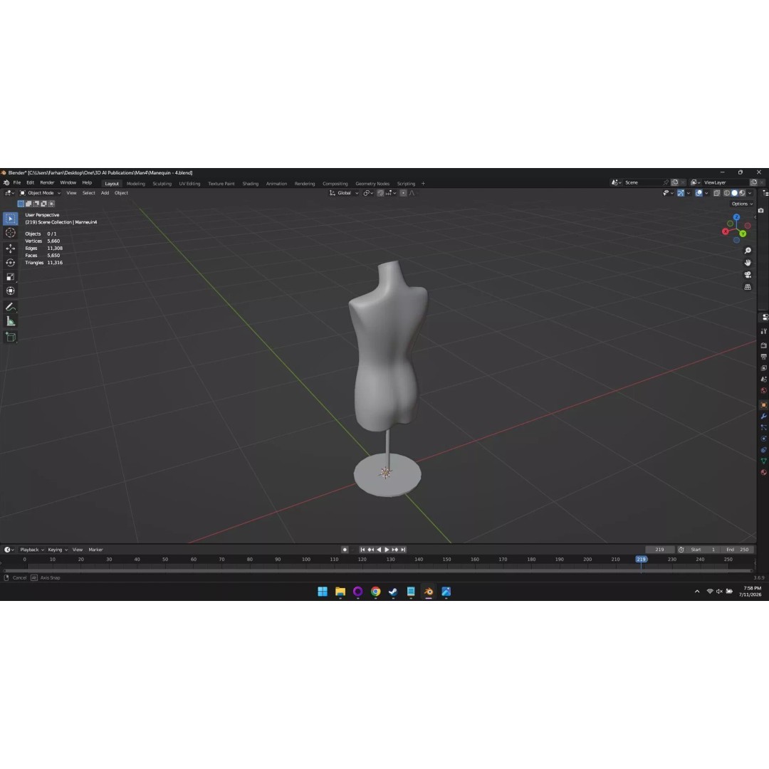High Poly Mannequin 3D Model – Stylized Display Asset, FBX, OBJ - View 53