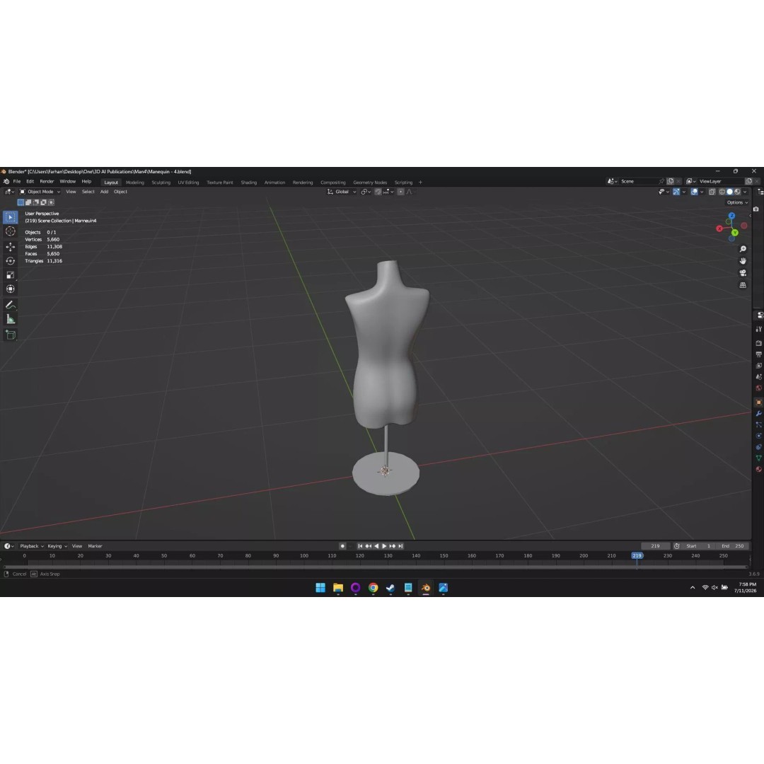 High Poly Mannequin 3D Model – Stylized Display Asset, FBX, OBJ - View 54