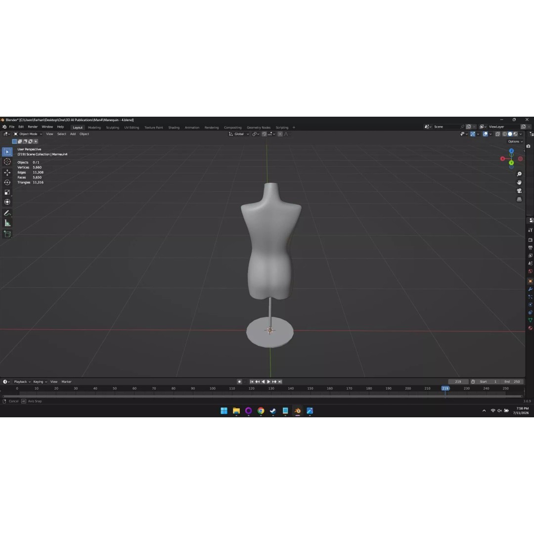 High Poly Mannequin 3D Model – Stylized Display Asset, FBX, OBJ - View 55