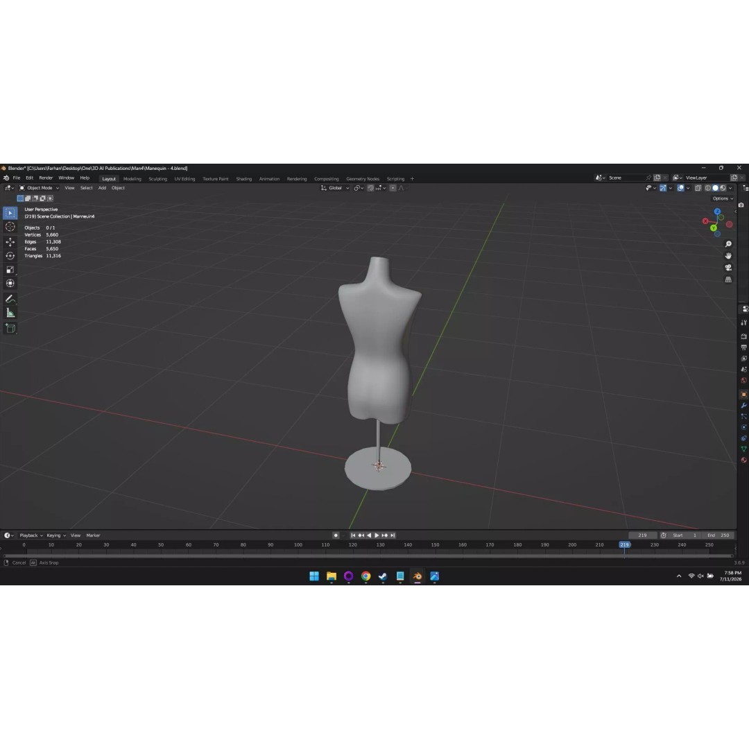High Poly Mannequin 3D Model – Stylized Display Asset, FBX, OBJ - View 56