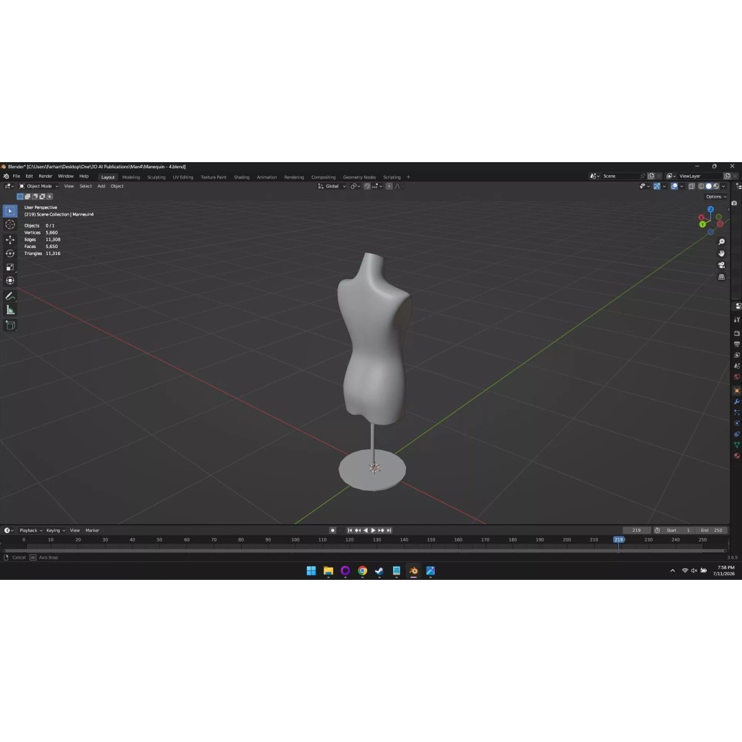 High Poly Mannequin 3D Model – Stylized Display Asset, FBX, OBJ - View 57