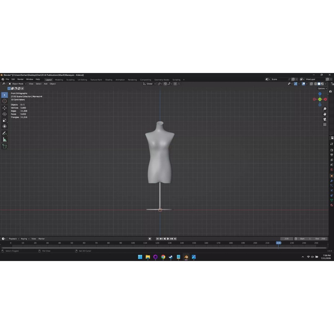 High Poly Mannequin 3D Model – Stylized Display Asset, FBX, OBJ - View 58