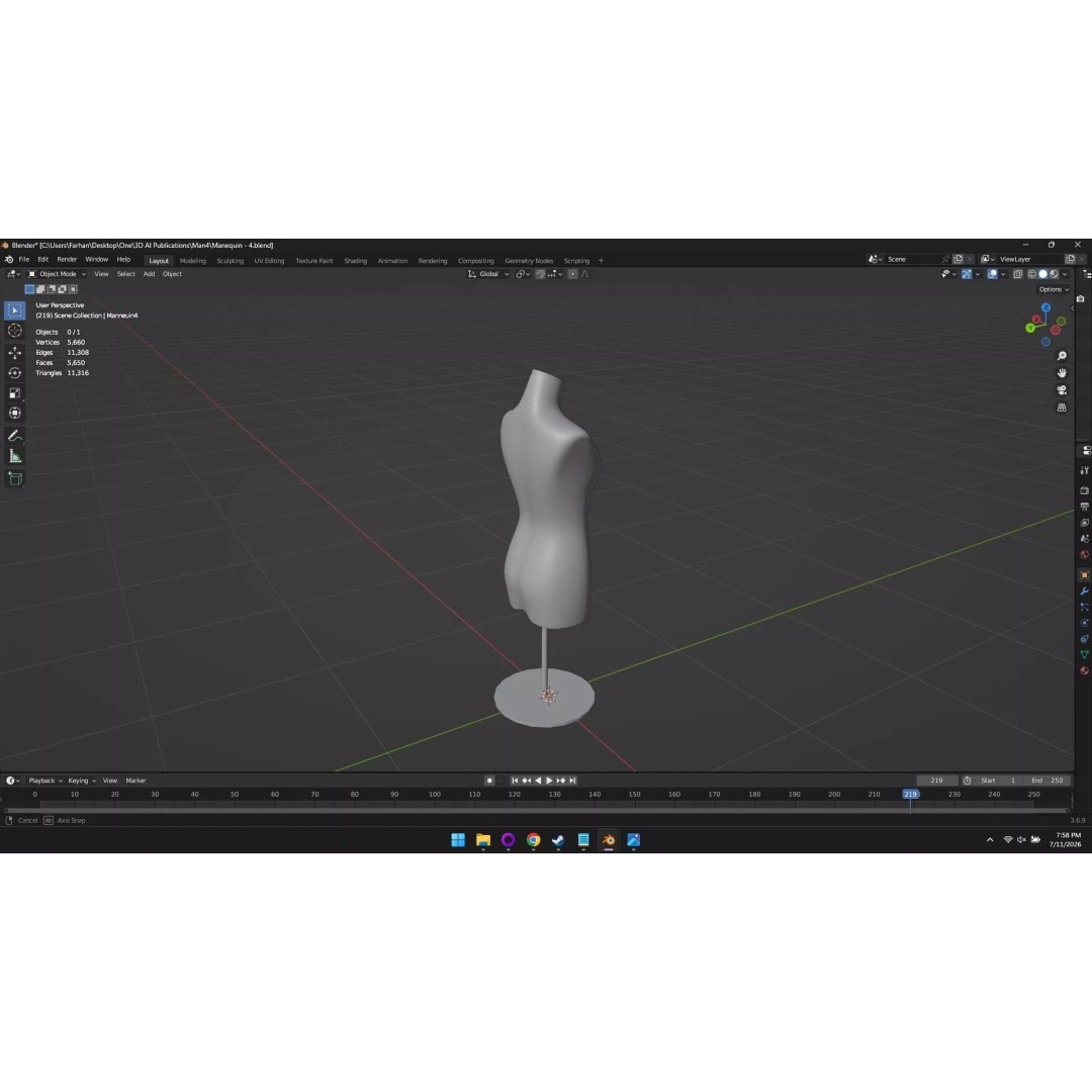 High Poly Mannequin 3D Model – Stylized Display Asset, FBX, OBJ - View 59