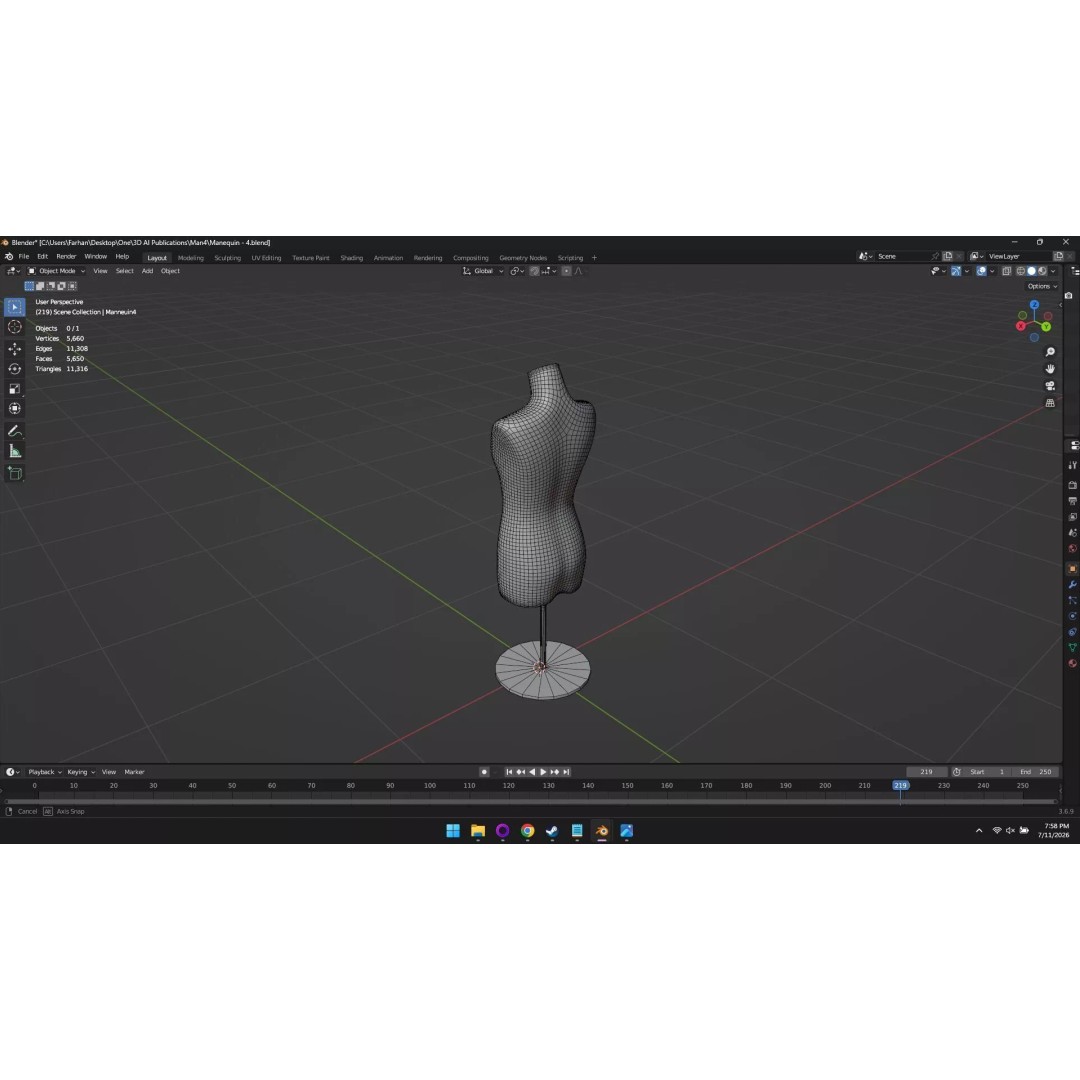 High Poly Mannequin 3D Model – Stylized Display Asset, FBX, OBJ - View 6