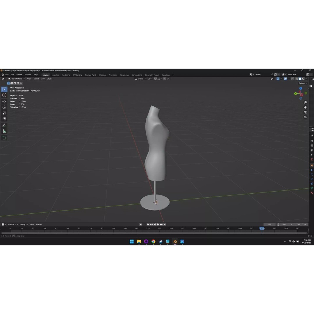 High Poly Mannequin 3D Model – Stylized Display Asset, FBX, OBJ - View 60