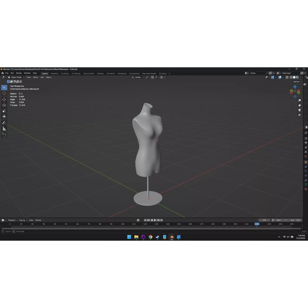 High Poly Mannequin 3D Model – Stylized Display Asset, FBX, OBJ - View 62