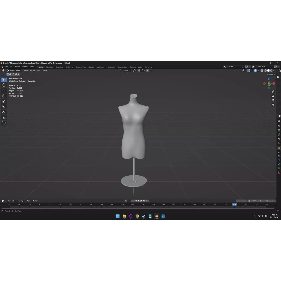 High Poly Mannequin 3D Model – Stylized Display Asset, FBX, OBJ - View 64