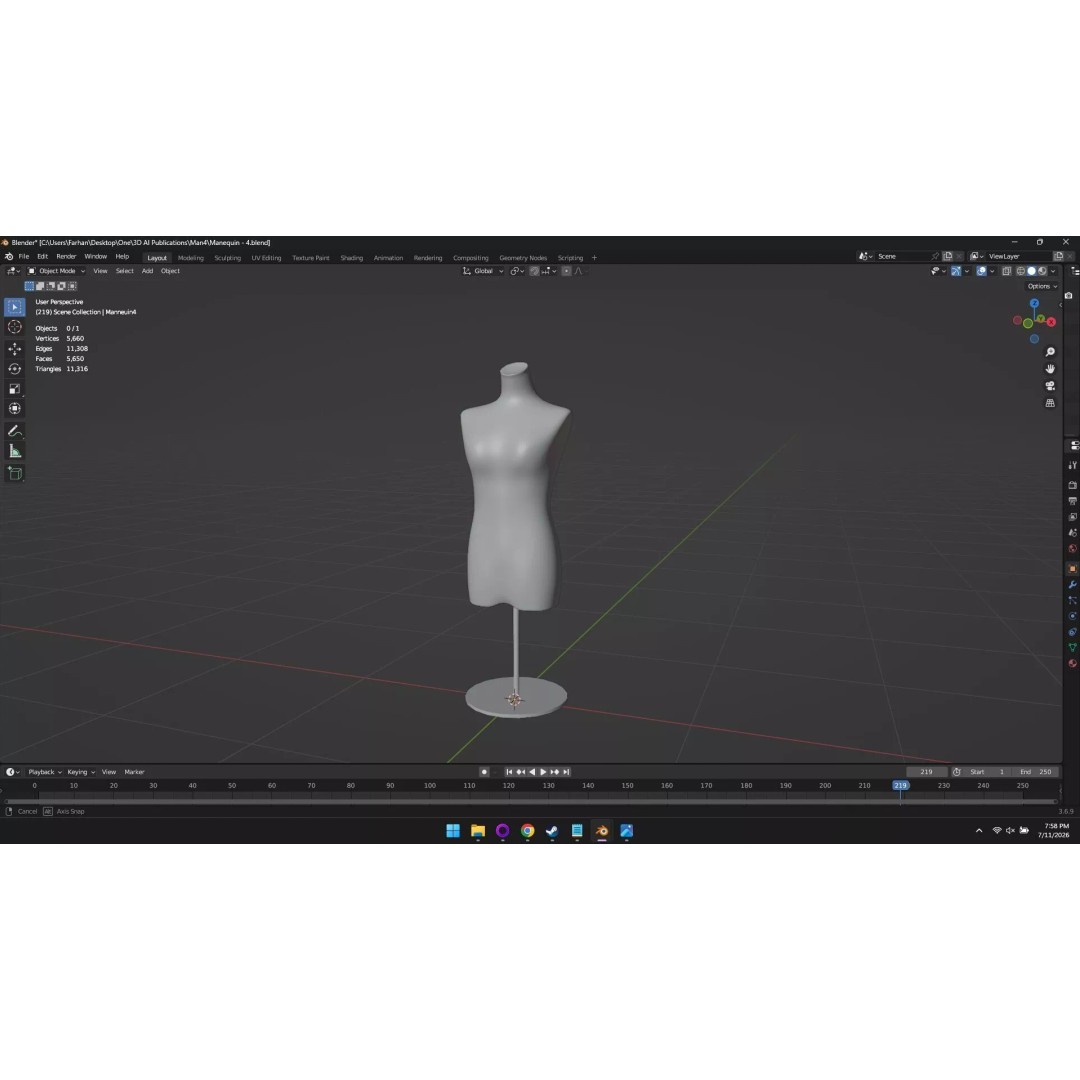 High Poly Mannequin 3D Model – Stylized Display Asset, FBX, OBJ - View 65
