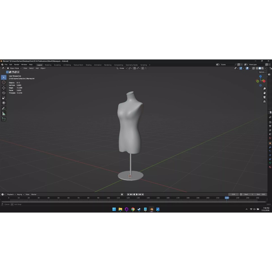 High Poly Mannequin 3D Model – Stylized Display Asset, FBX, OBJ - View 66