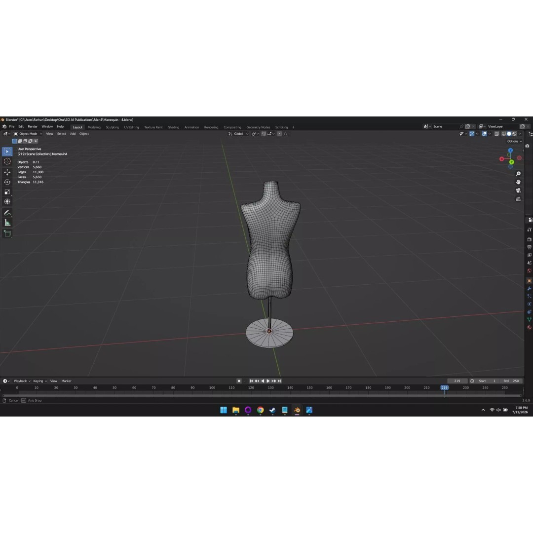 High Poly Mannequin 3D Model – Stylized Display Asset, FBX, OBJ - View 7