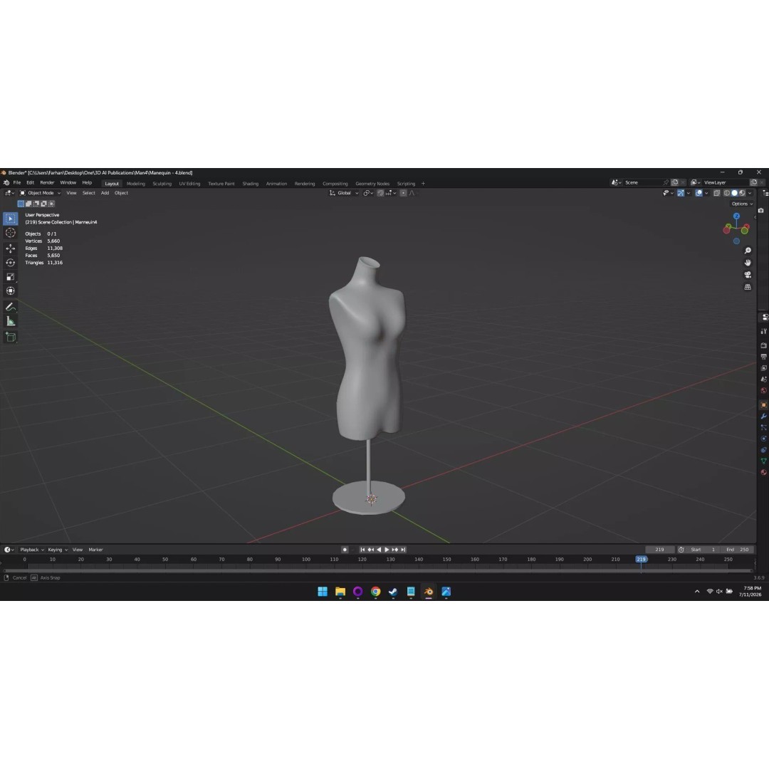 High Poly Mannequin 3D Model – Stylized Display Asset, FBX, OBJ - View 73