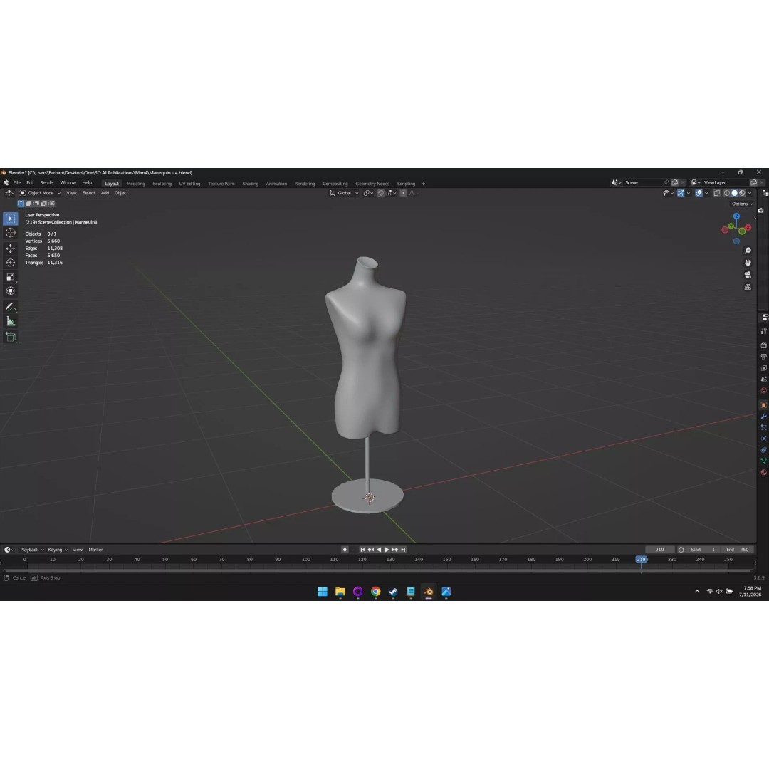 High Poly Mannequin 3D Model – Stylized Display Asset, FBX, OBJ - View 74