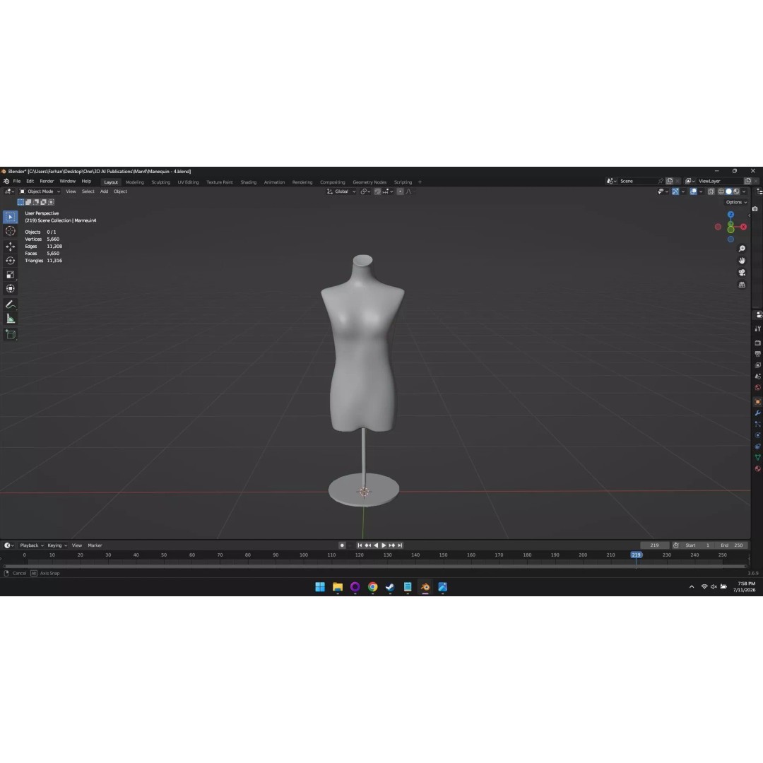 High Poly Mannequin 3D Model – Stylized Display Asset, FBX, OBJ - View 75