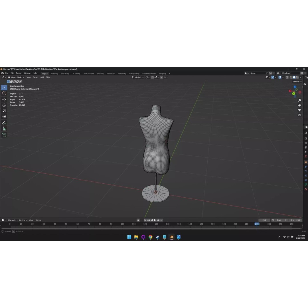 High Poly Mannequin 3D Model – Stylized Display Asset, FBX, OBJ - View 8