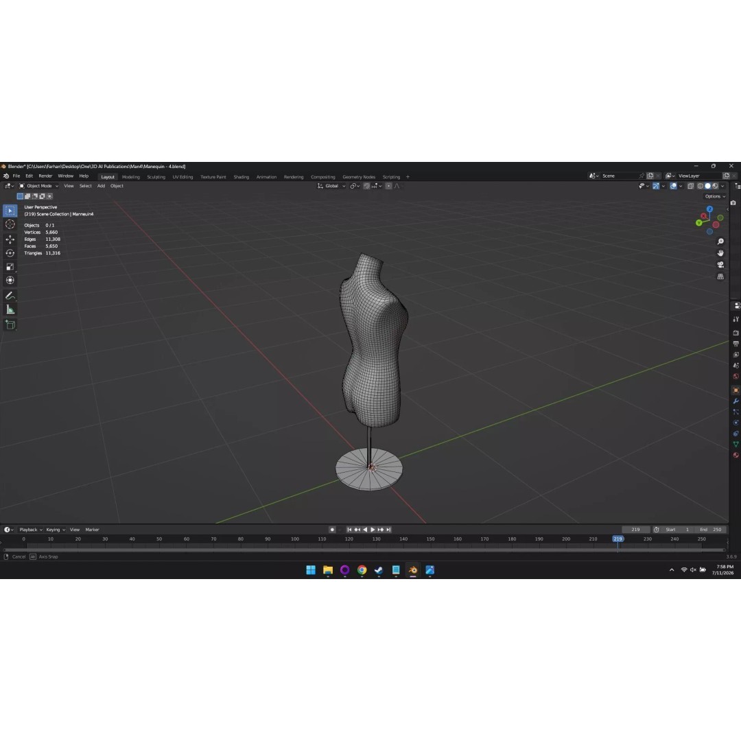 High Poly Mannequin 3D Model – Stylized Display Asset, FBX, OBJ - View 9