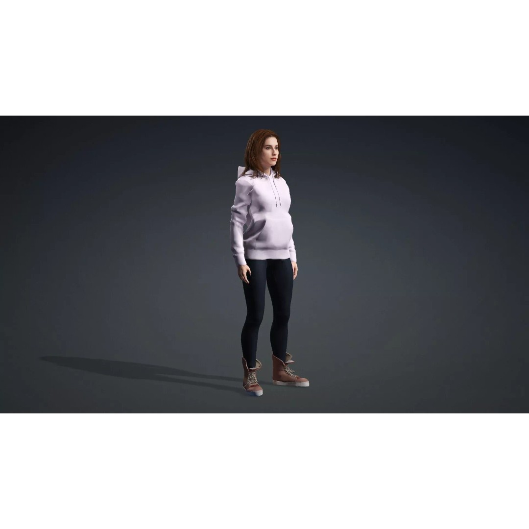 Realistic Woman Character 3D Model – Rigged Game-Ready FBX - View 11