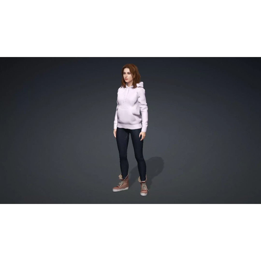 Realistic Woman Character 3D Model – Rigged Game-Ready FBX - View 12