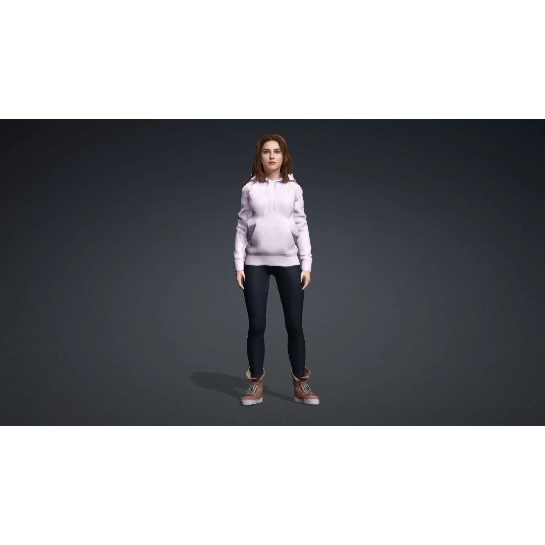 Realistic Woman Character 3D Model – Rigged Game-Ready FBX - View 3