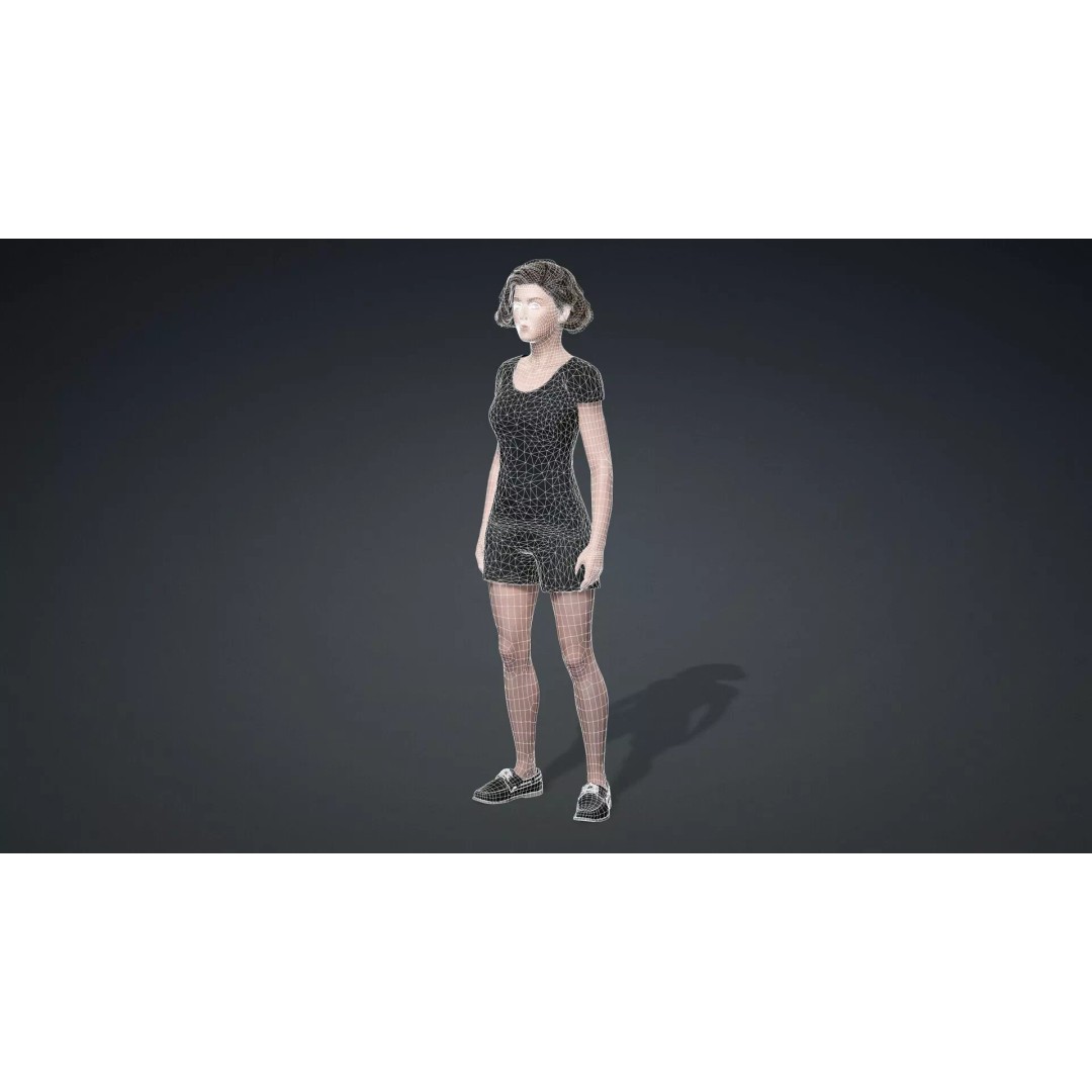 Beautiful Female Character 3D Model – Game Ready Rigged Asset, FBX