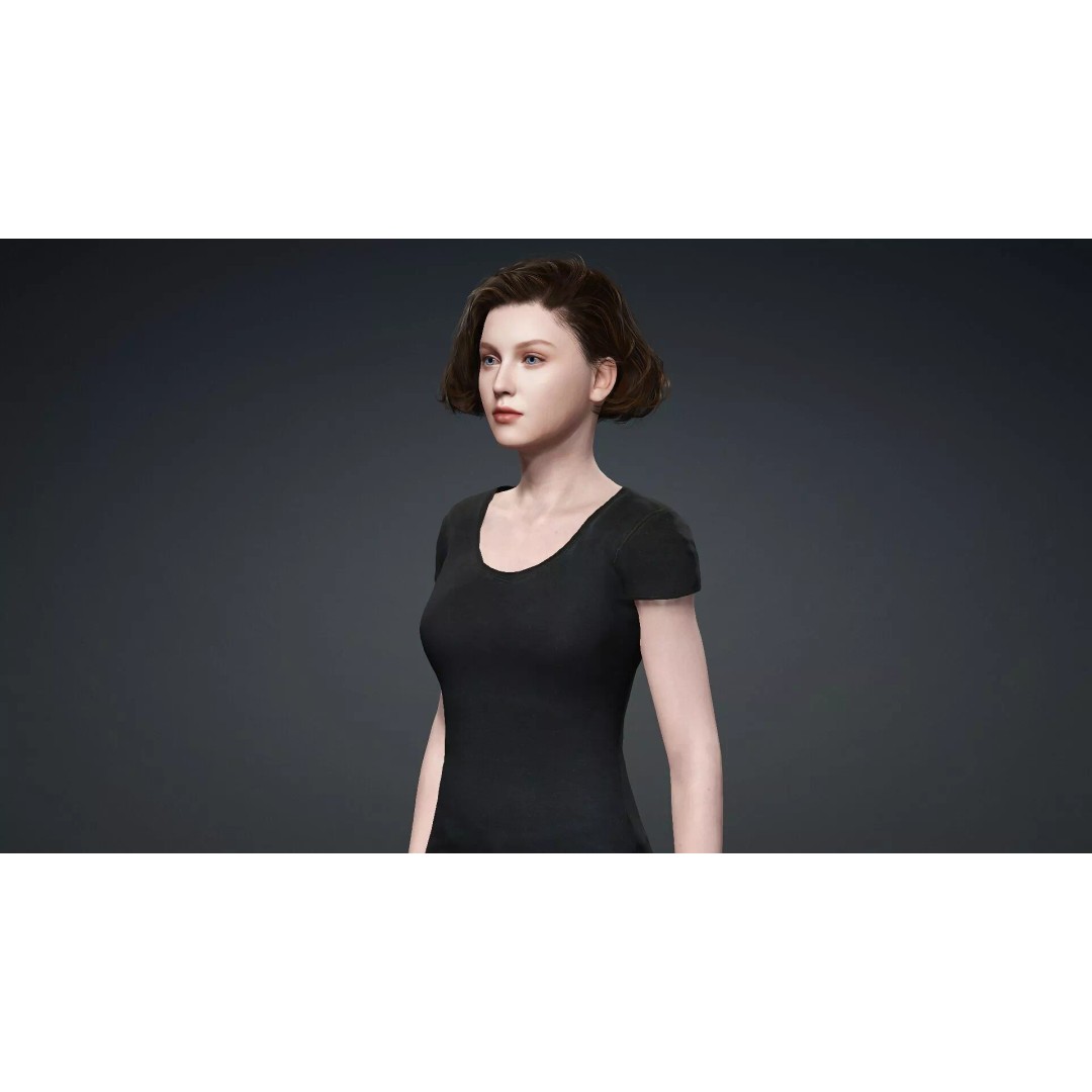 Beautiful Female Character 3D Model – Game Ready Rigged Asset, FBX - View 10