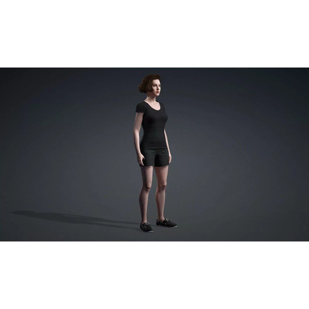Beautiful Female Character 3D Model – Game Ready Rigged Asset, FBX - View 11