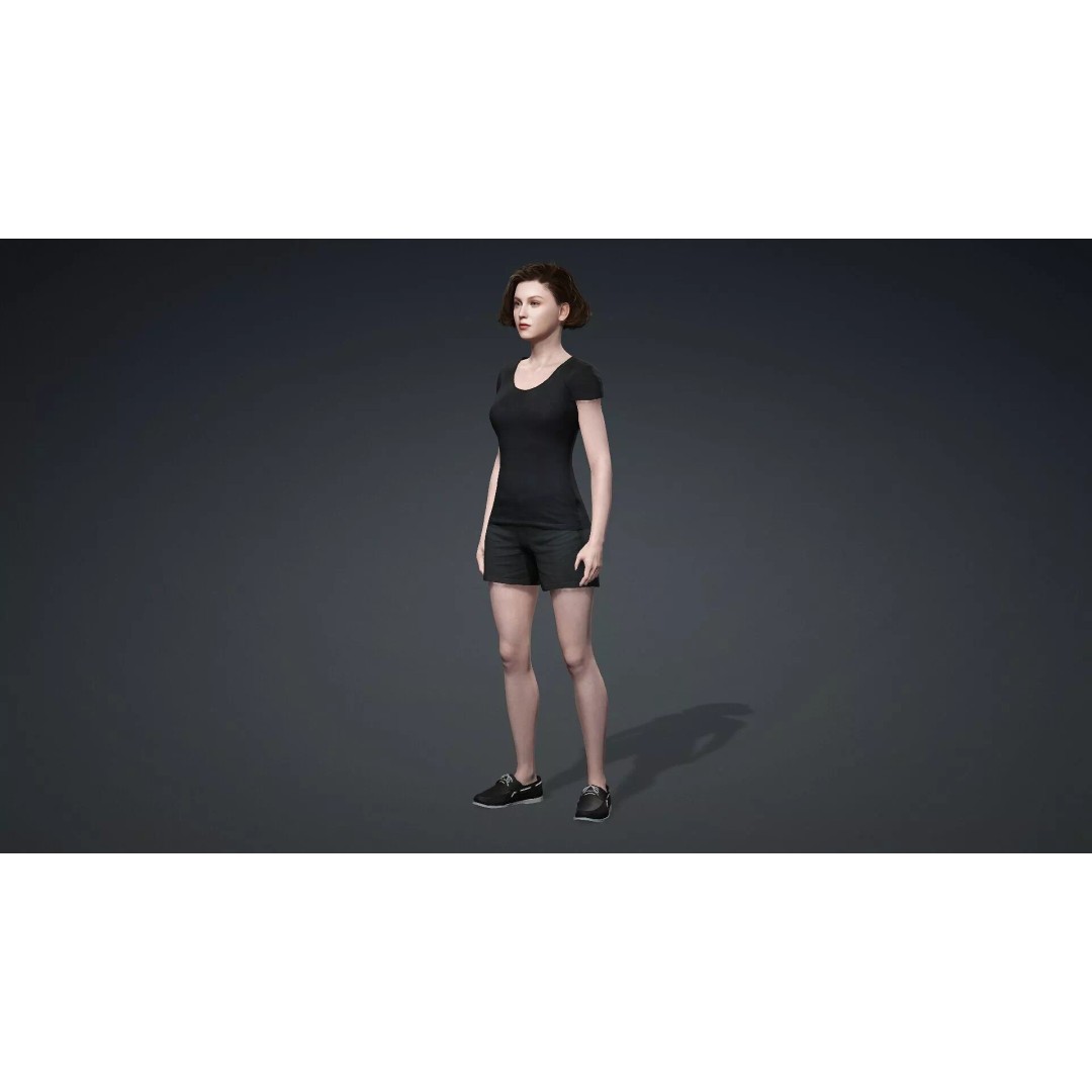 Beautiful Female Character 3D Model – Game Ready Rigged Asset, FBX - View 12