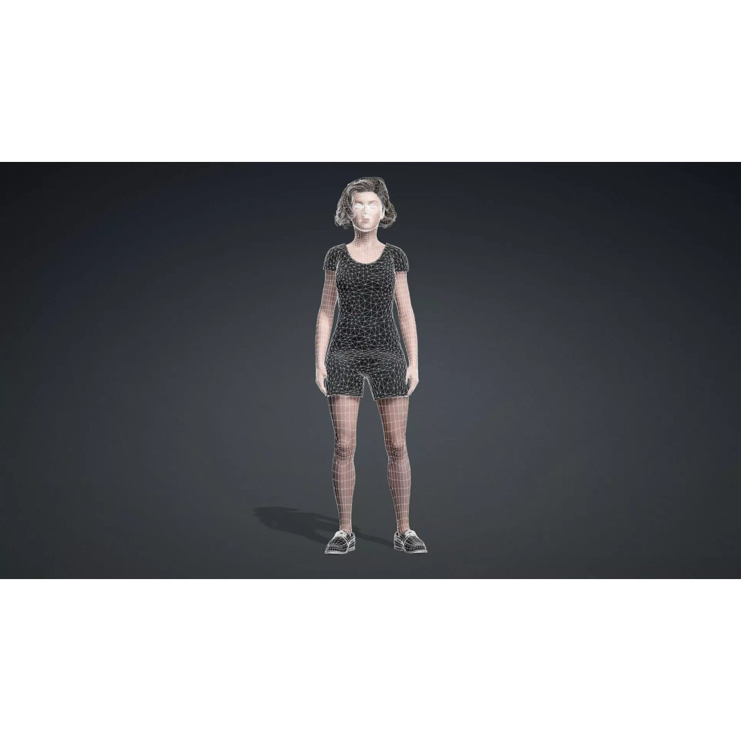 Beautiful Female Character 3D Model – Game Ready Rigged Asset, FBX - View 13