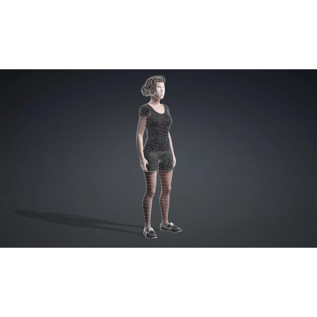 Beautiful Female Character 3D Model – Game Ready Rigged Asset, FBX - View 21