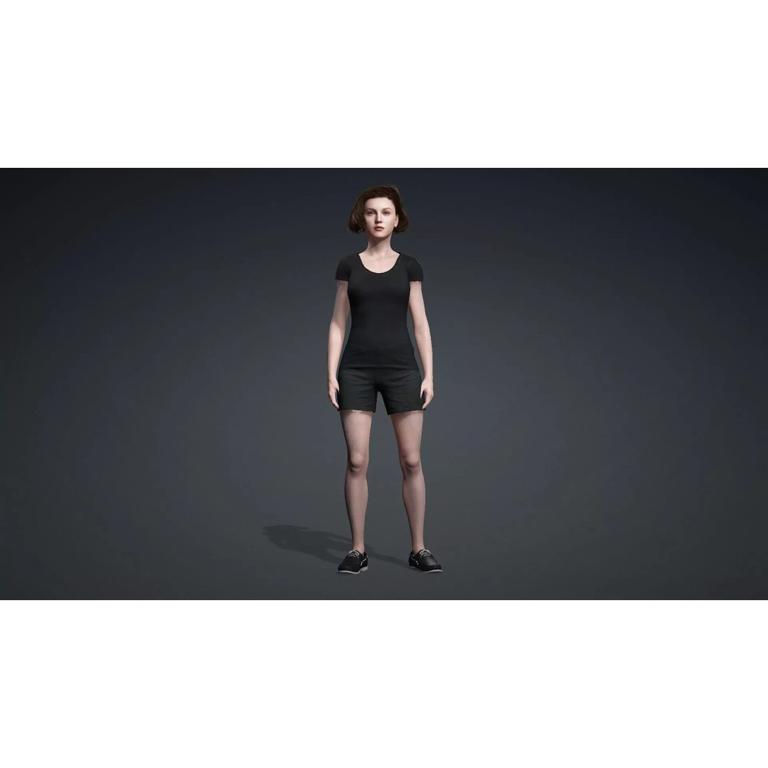 Beautiful Female Character 3D Model – Game Ready Rigged Asset, FBX - View 3