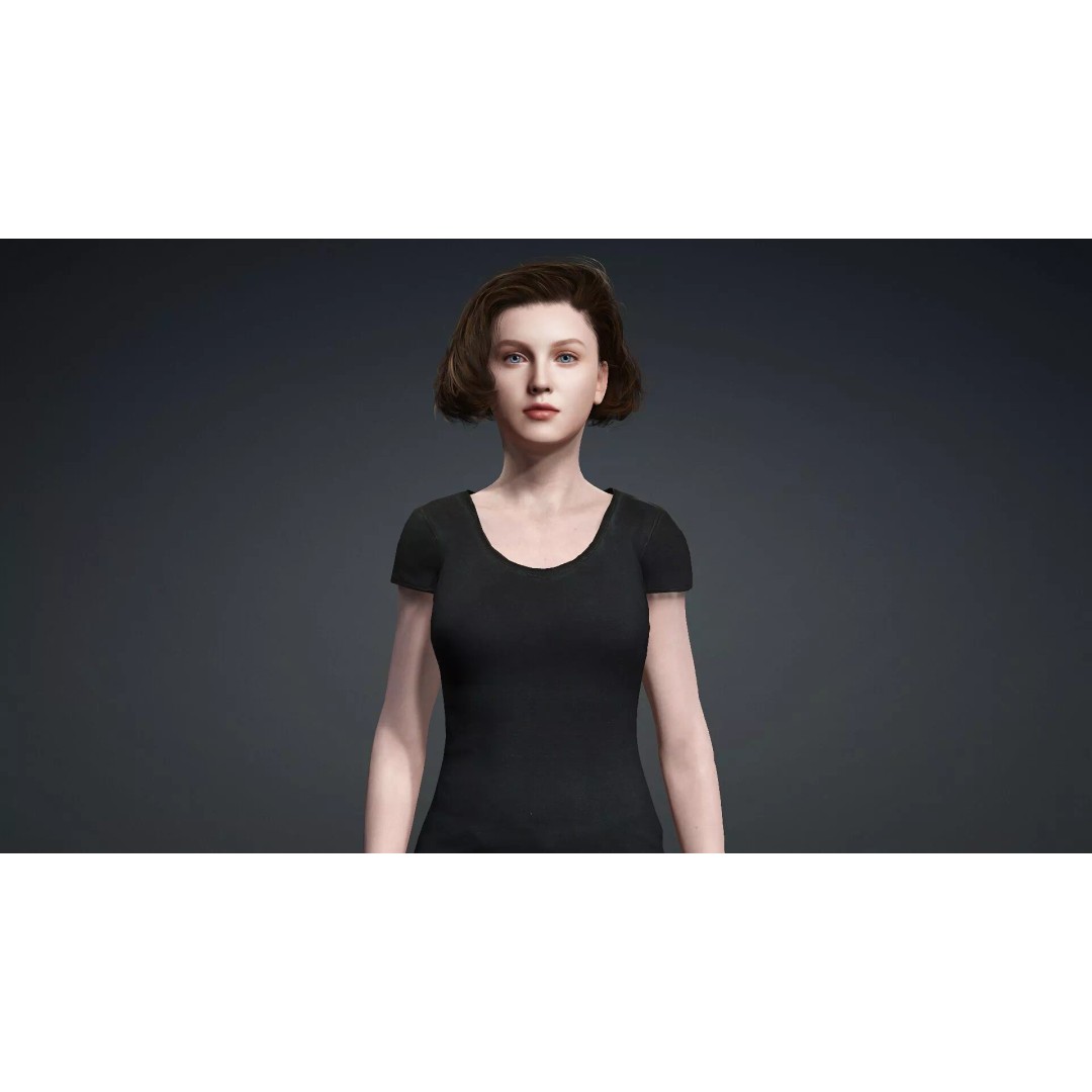 Beautiful Female Character 3D Model – Game Ready Rigged Asset, FBX - View 8