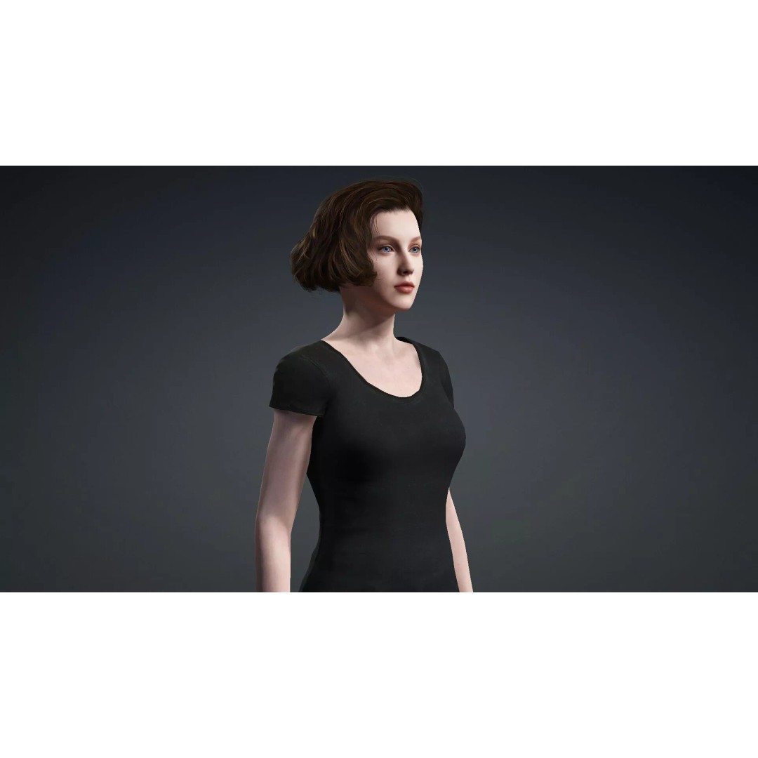 Beautiful Female Character 3D Model – Game Ready Rigged Asset, FBX - View 9