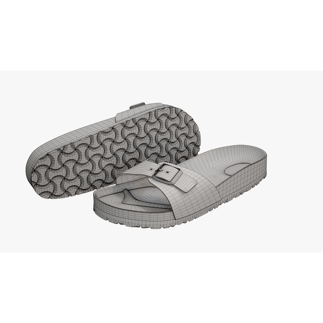 Birkenstock Madrid 3D Model – Brown Leather Sandals, FBX & V-Ray - View 15