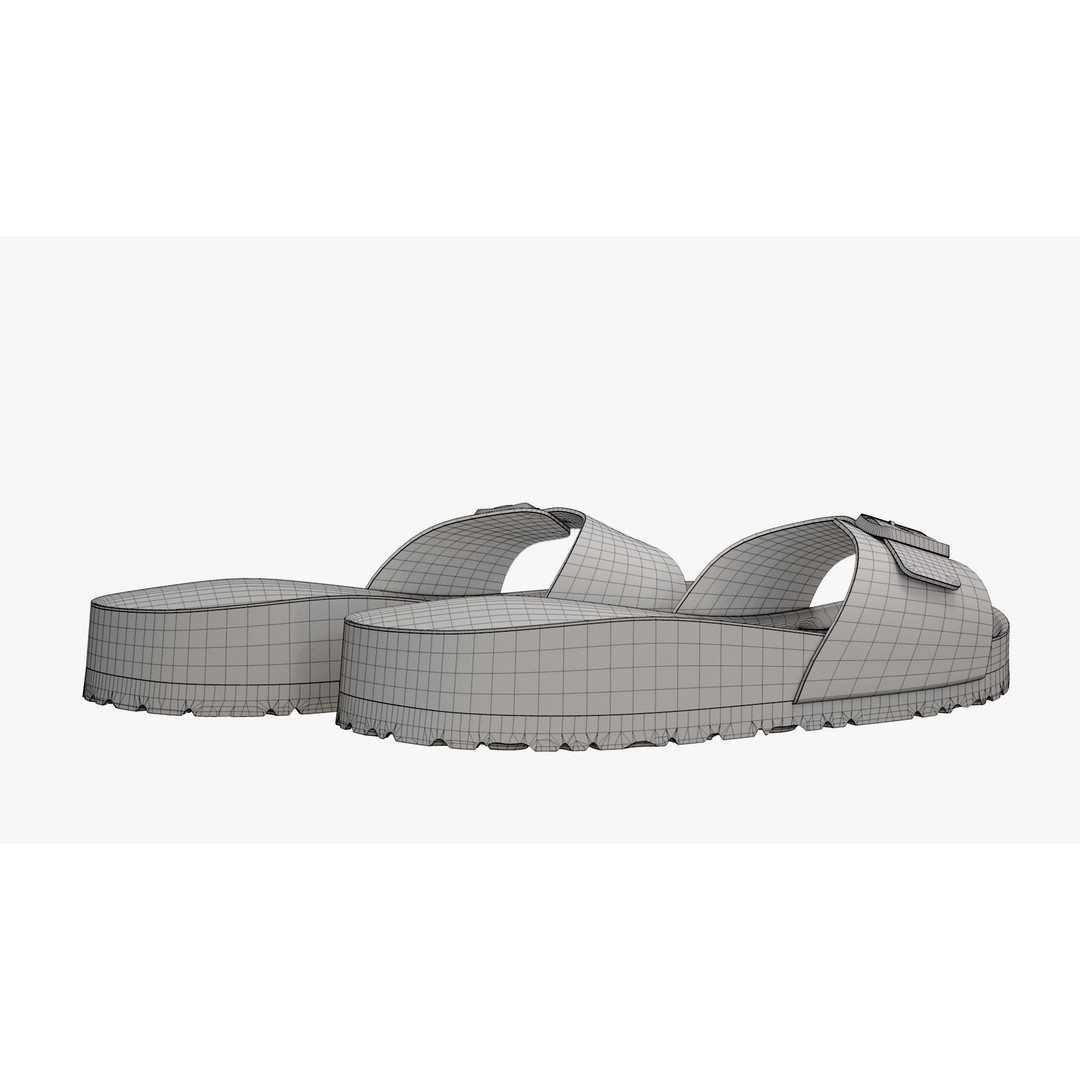 Birkenstock Madrid 3D Model – Brown Leather Sandals, FBX & V-Ray - View 17