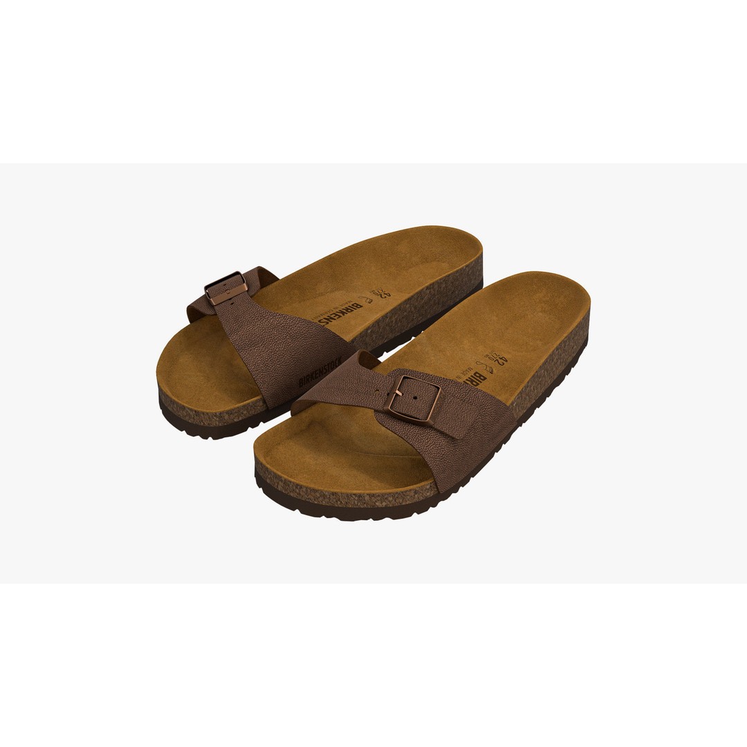 Birkenstock Madrid 3D Model – Brown Leather Sandals, FBX & V-Ray - View 6