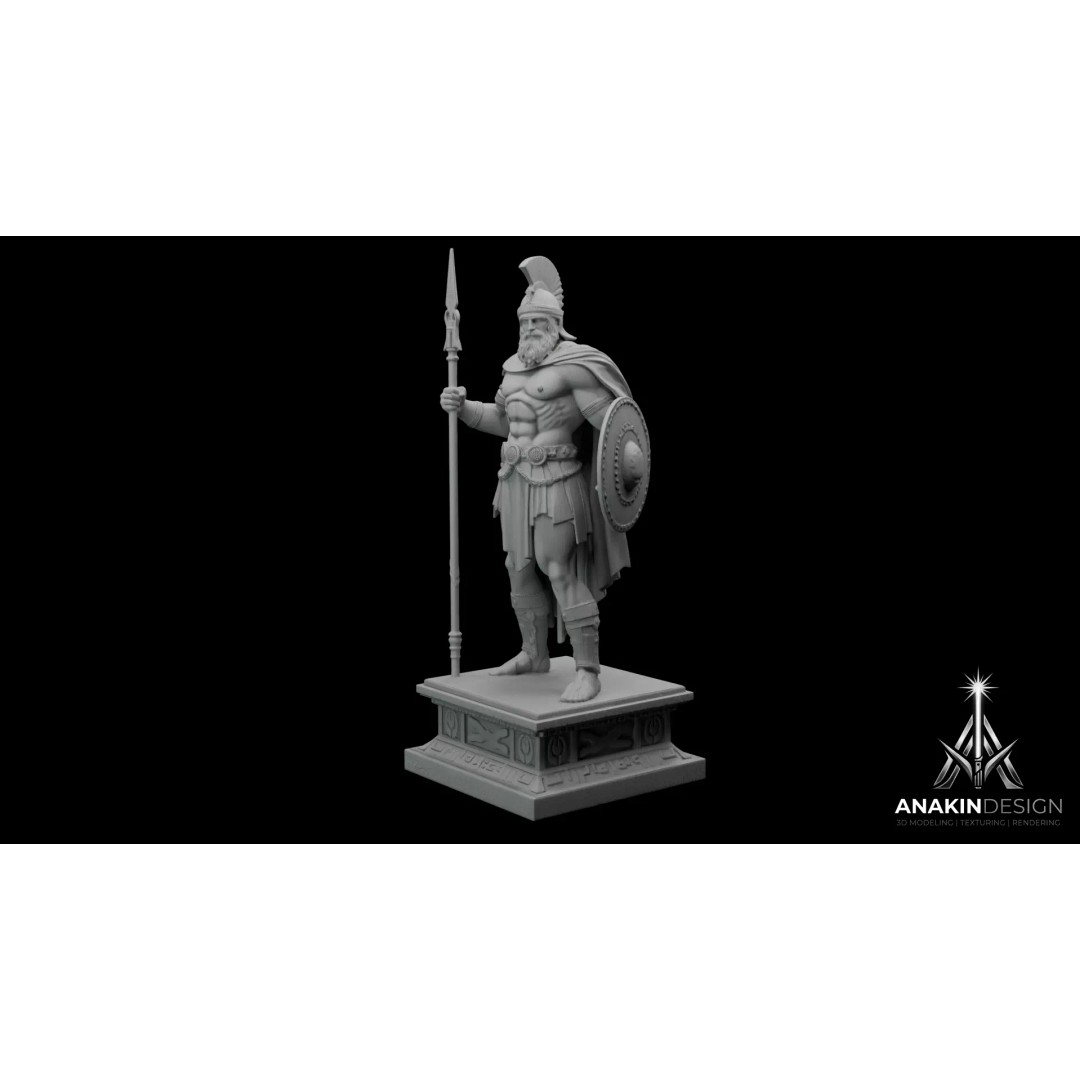 Ares Statue 3D Model – High Poly Greek Roman God, FBX, PBR - View 2