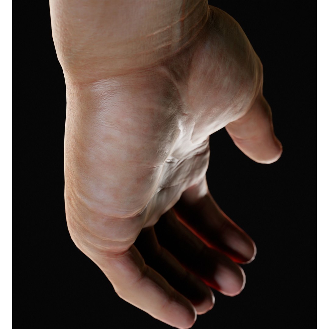 Human Hand 3D Model – Low Poly Character with Olive Green Beret - View 11