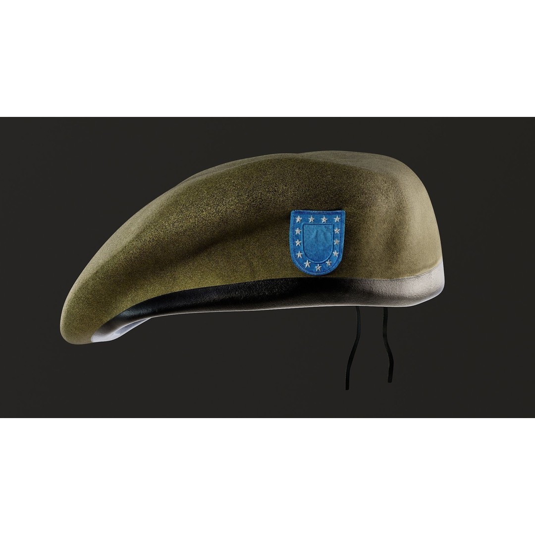 Human Hand 3D Model – Low Poly Character with Olive Green Beret - View 27