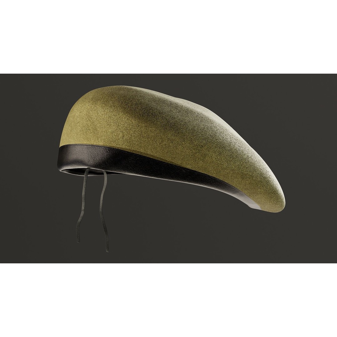 Human Hand 3D Model – Low Poly Character with Olive Green Beret - View 28