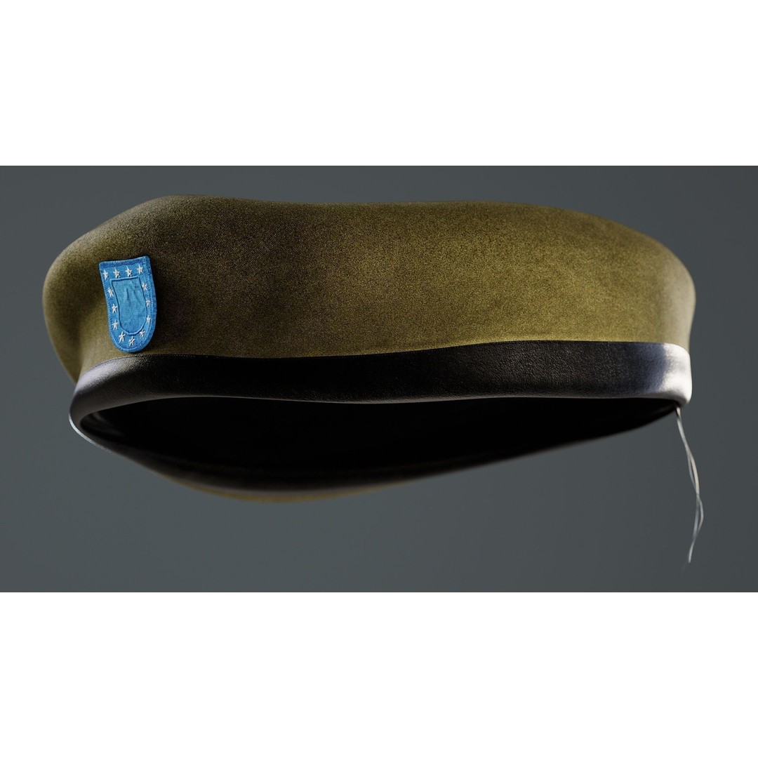 Human Hand 3D Model – Low Poly Character with Olive Green Beret - View 30