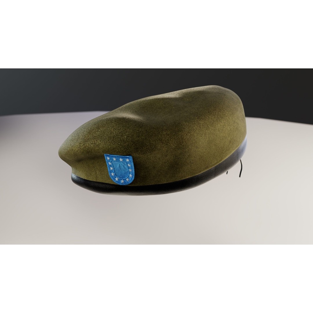 Human Hand 3D Model – Low Poly Character with Olive Green Beret - View 33