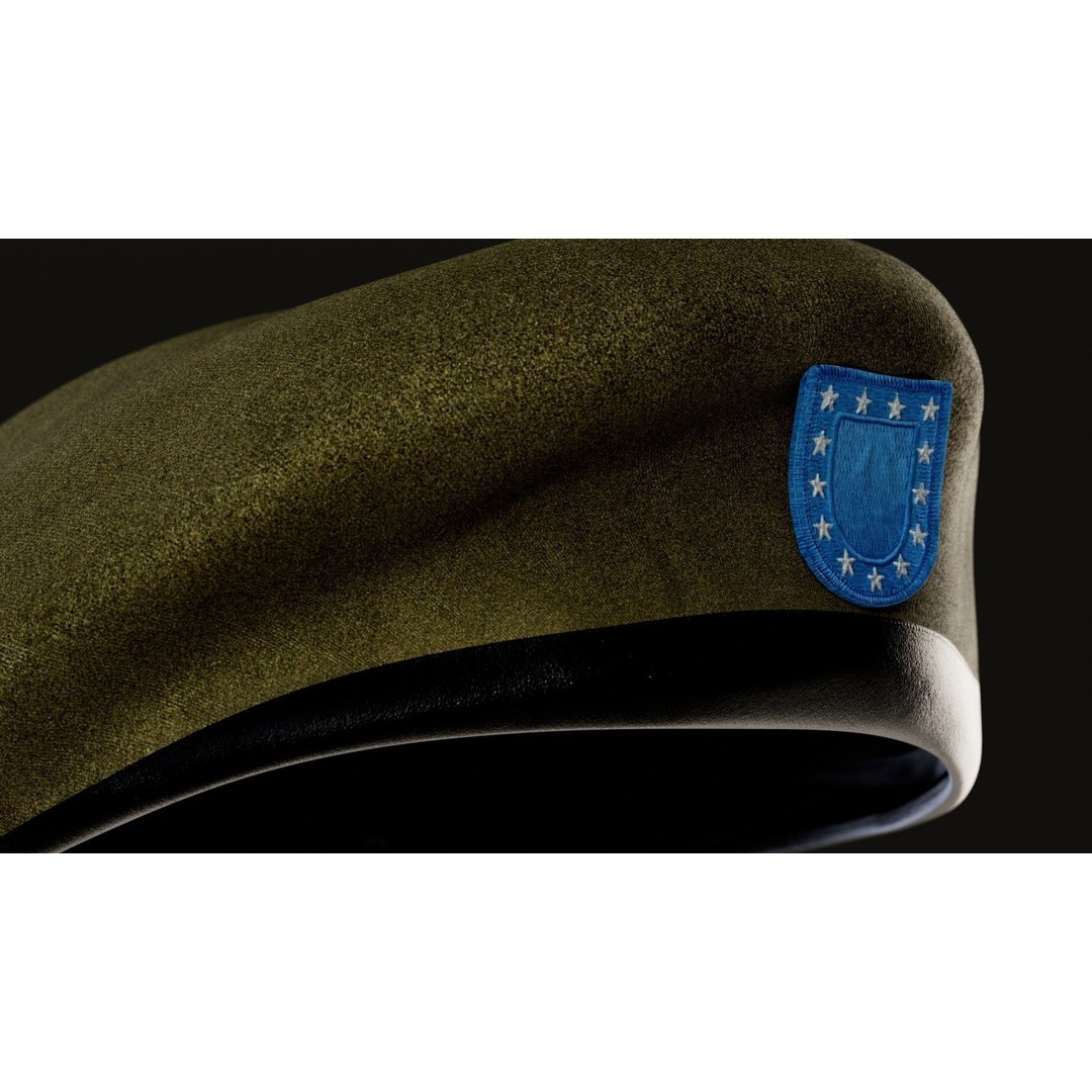 Human Hand 3D Model – Low Poly Character with Olive Green Beret - View 36