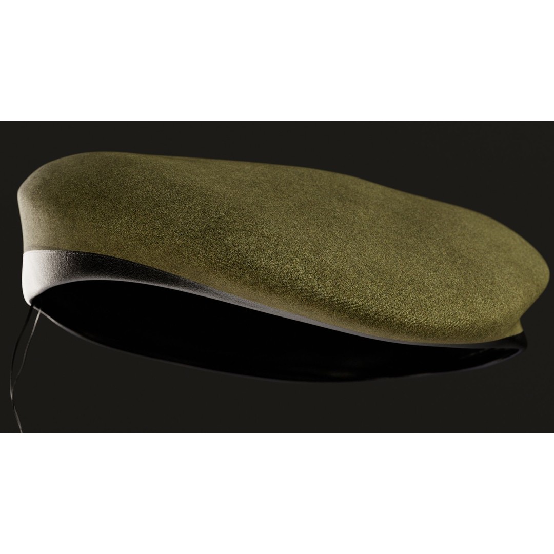 Human Hand 3D Model – Low Poly Character with Olive Green Beret - View 37